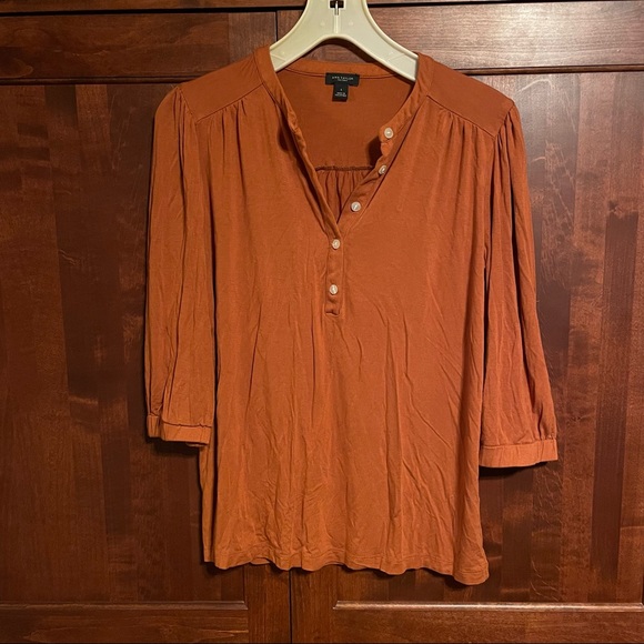 Ann Taylor pumpkin ¾ sleeve rayon top - Picture 2 of 12